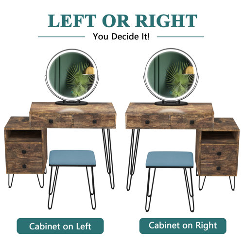 Corrigan Studio® Cheneyville Vanity Set with Stool and Mirror & Reviews